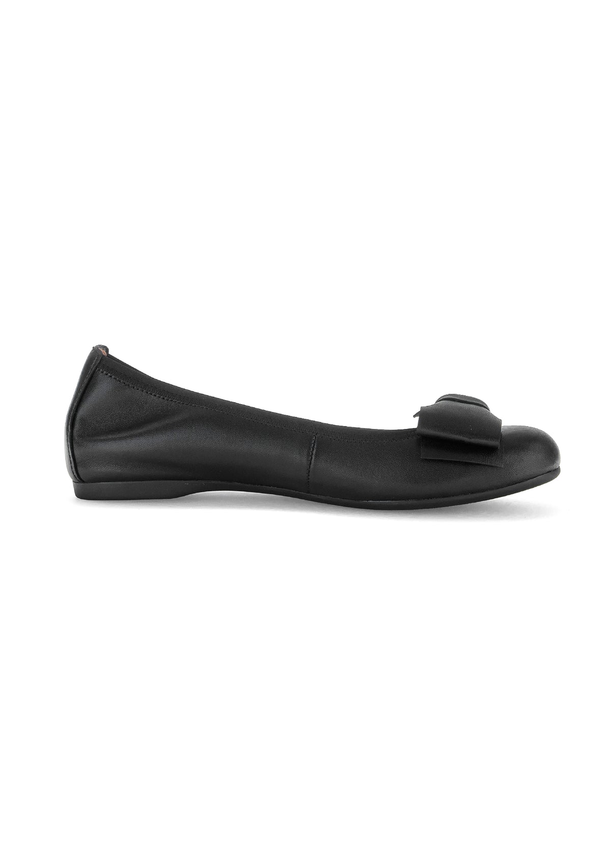 Ballet flats - black leather, bow