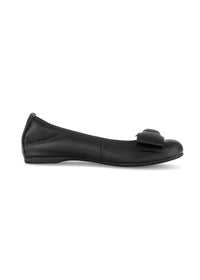 Ballet flats - black leather, bow