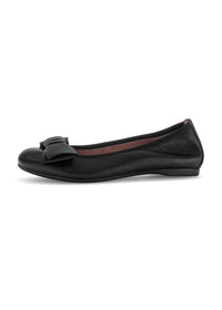 Ballet flats - black leather, bow