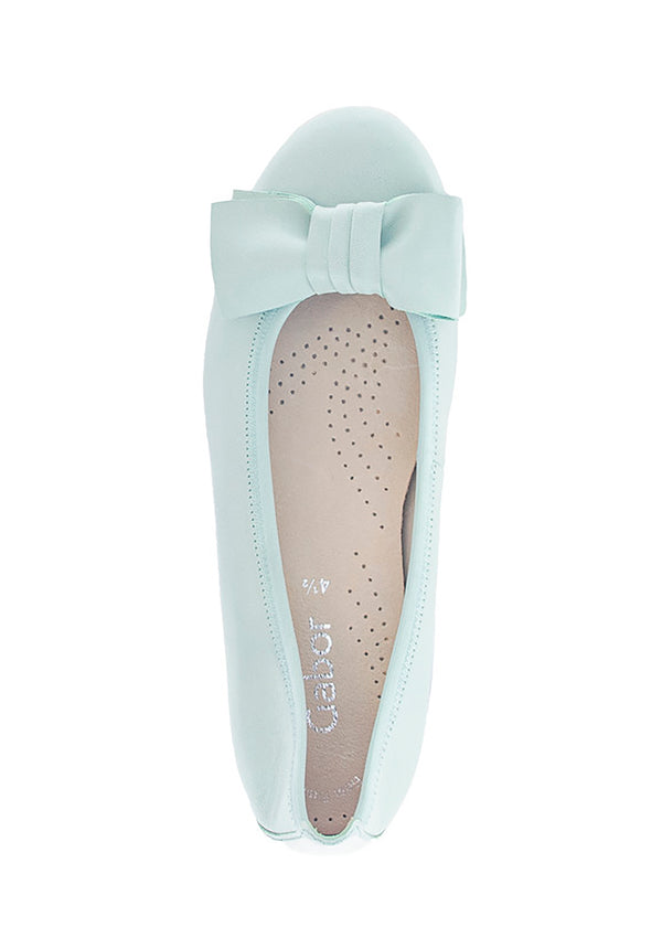 Ballet flats - mint green leather, bow