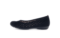 Ballet flats - black nubuck leather, perforated pattern