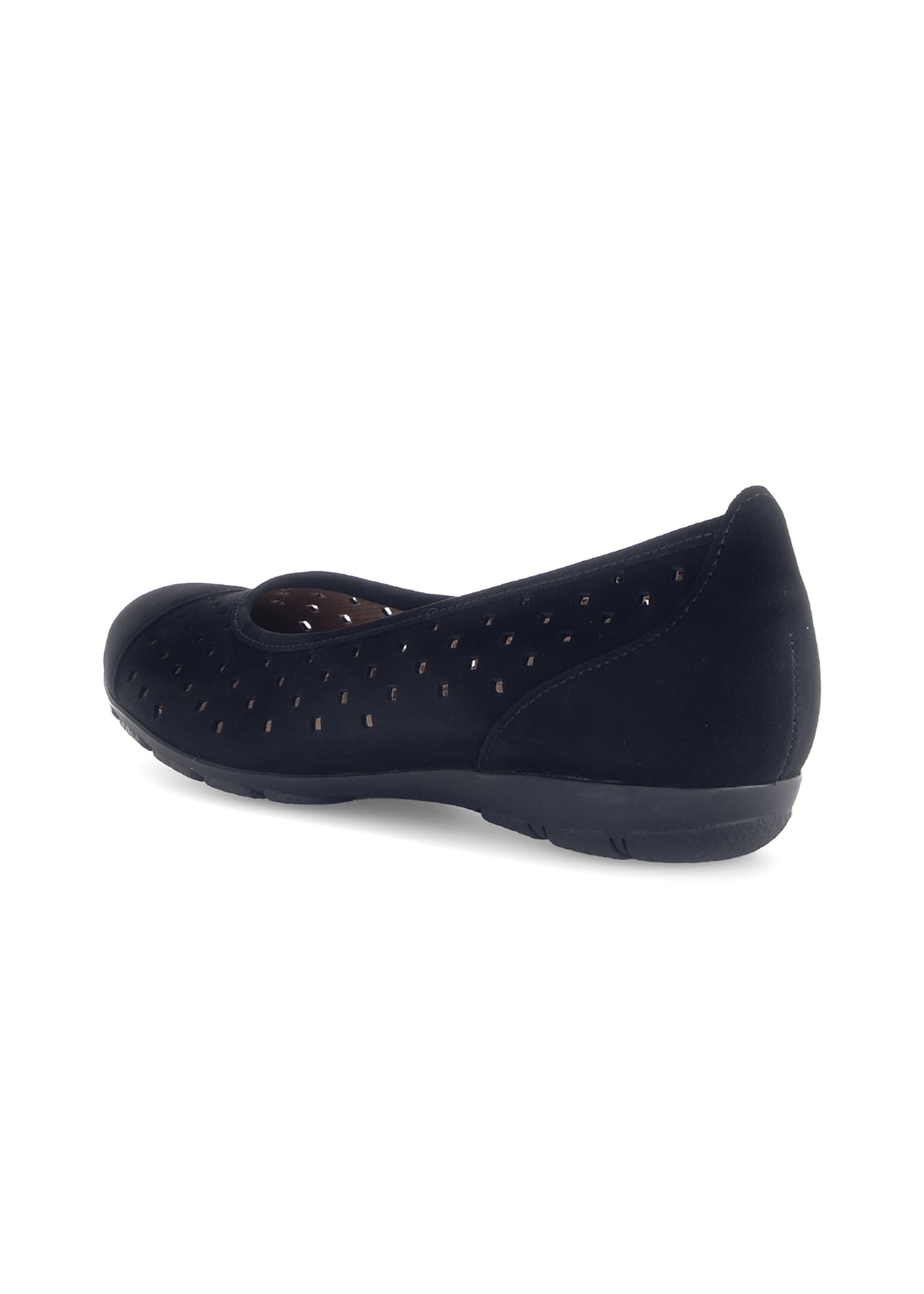Ballet flats - black nubuck leather, perforated pattern