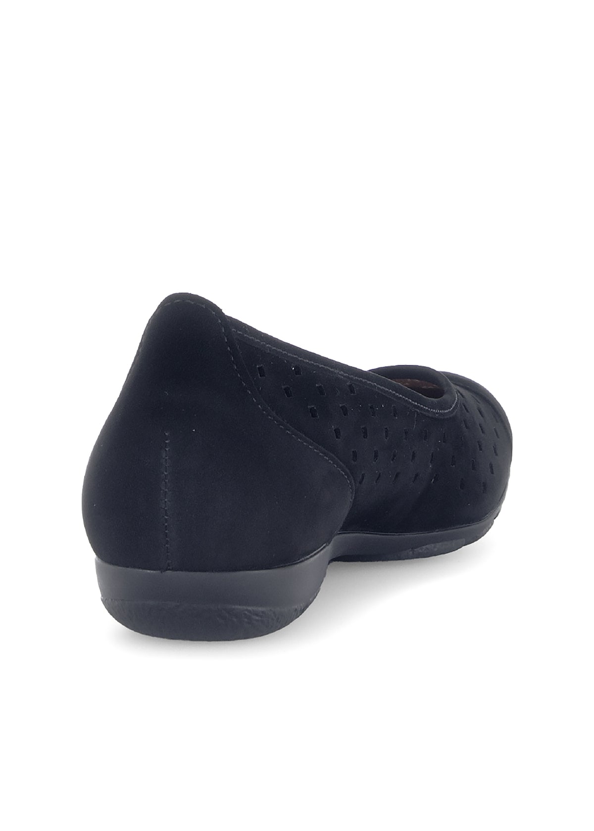 Ballet flats - black nubuck leather, perforated pattern