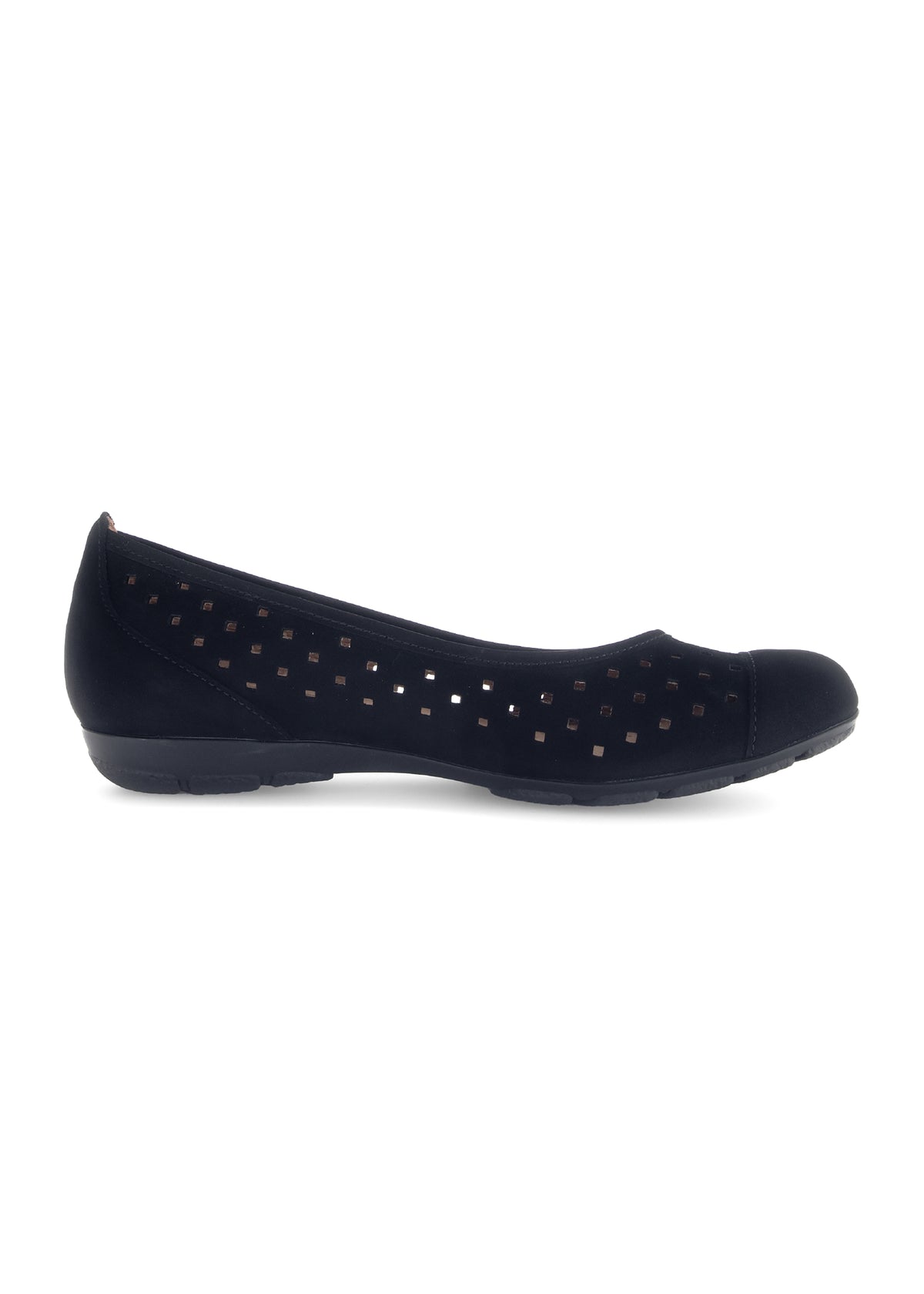 Ballet flats - black nubuck leather, perforated pattern