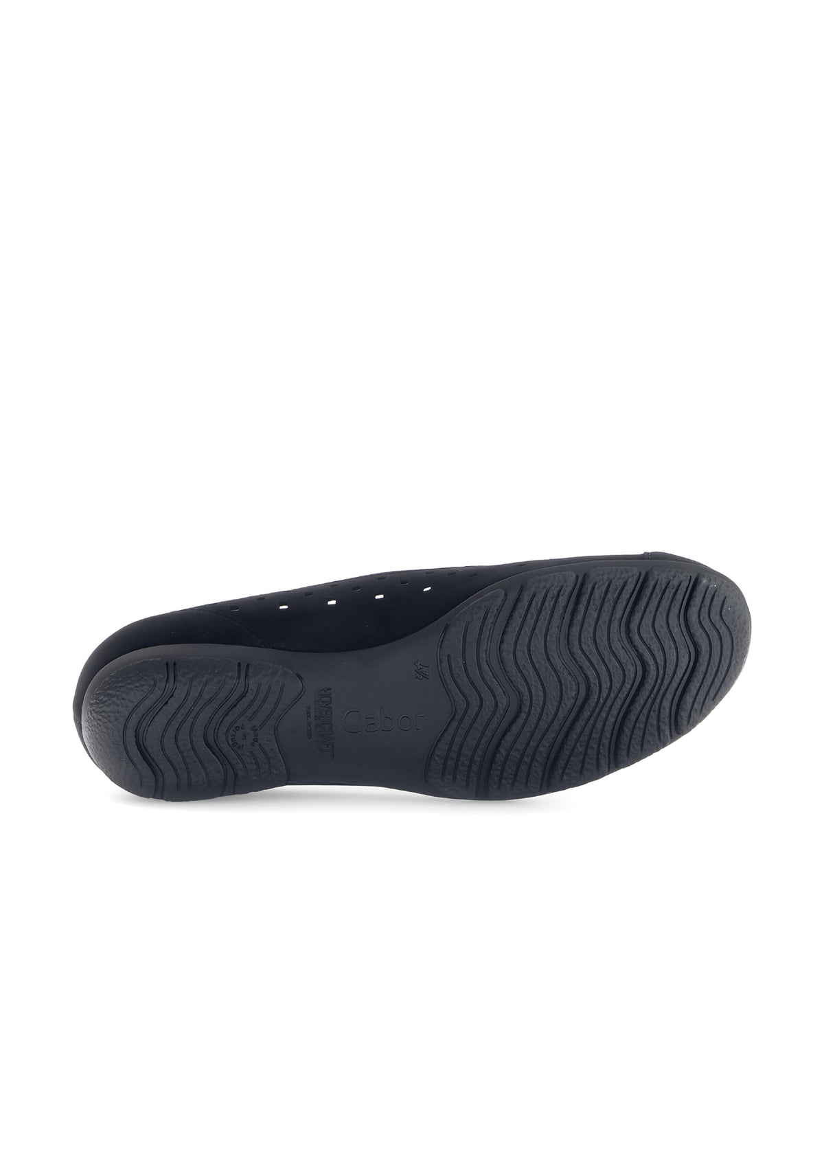 Ballet flats - black nubuck leather, perforated pattern