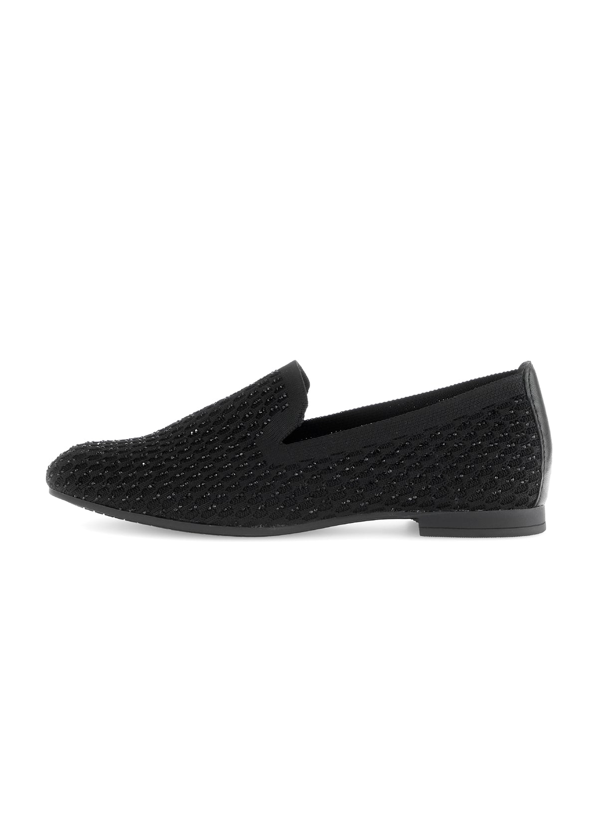 Loafers - svart glittrande glansigt tyg