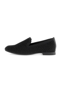 Loafers - svart glittrande glansigt tyg