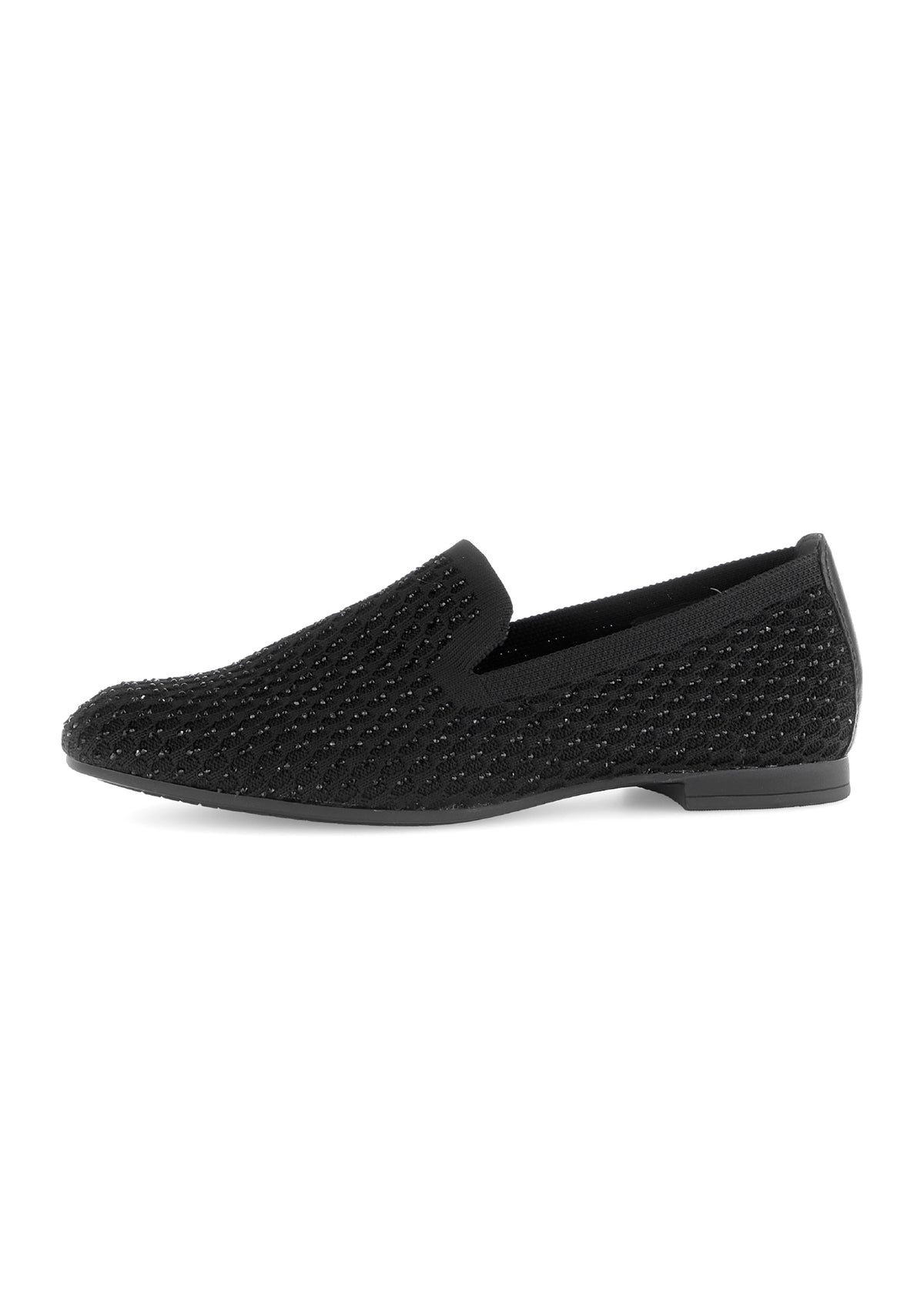 Loafers - svart glittrande glansigt tyg