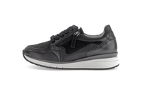 Sneakers with wedge sole - black leather, wide fit