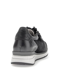 Sneakers with wedge sole - black leather, wide fit