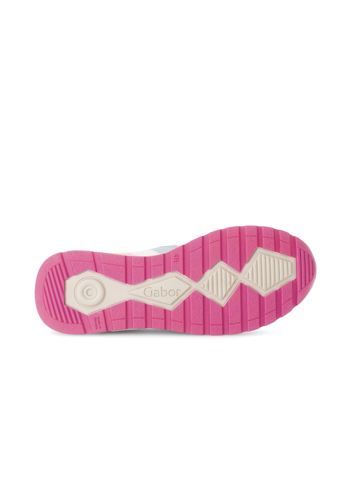 Sneakers med tjock sula - beige läder, färgglada detaljer, rosa sula