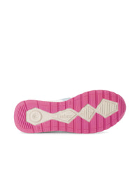 Sneakers med tjock sula - beige läder, färgglada detaljer, rosa sula