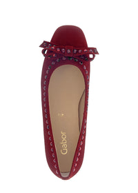 Ballet flats - dark red leather, bow and stud decorations