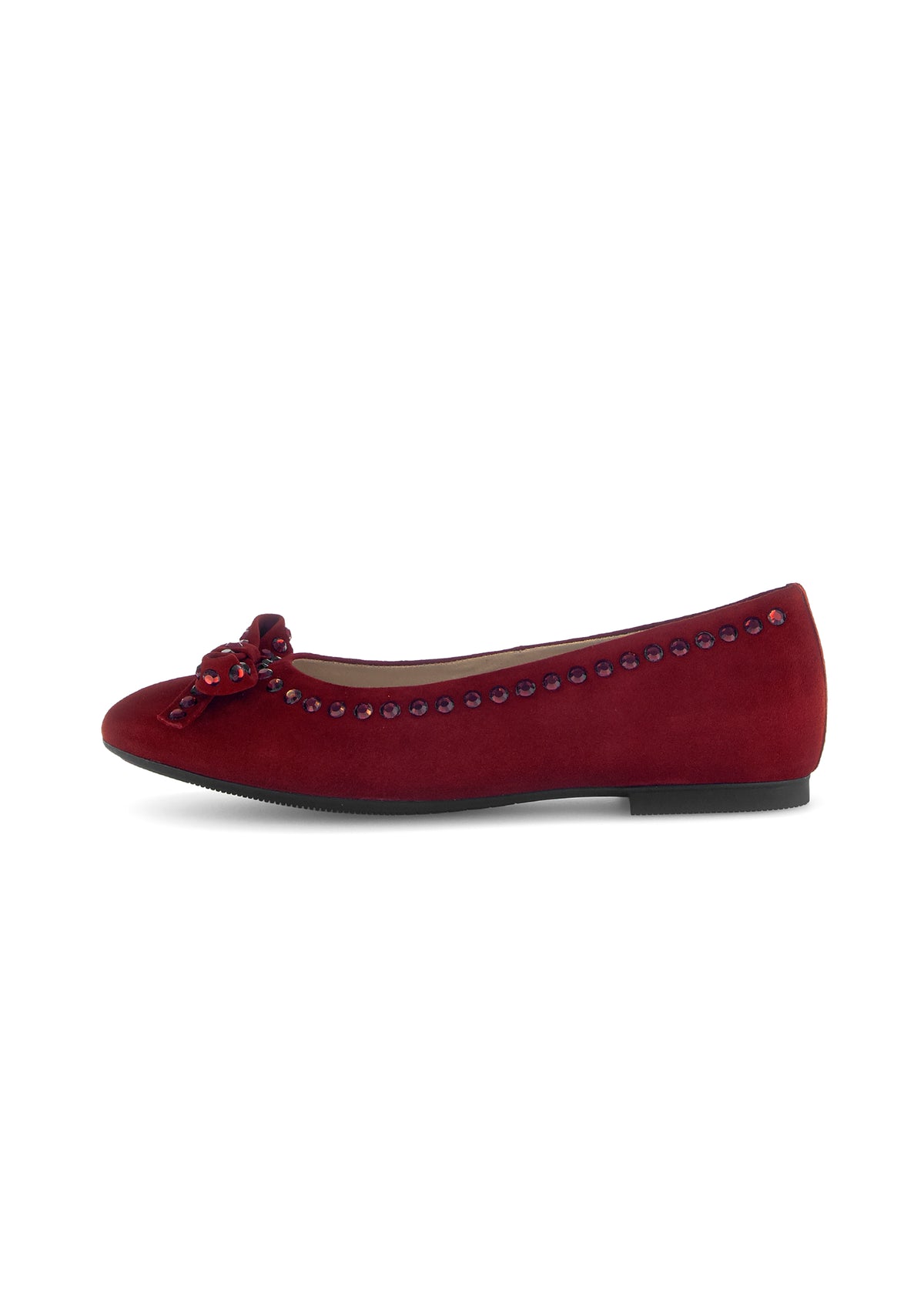 Ballet flats - dark red leather, bow and stud decorations