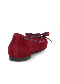 Ballet flats - dark red leather, bow and stud decorations
