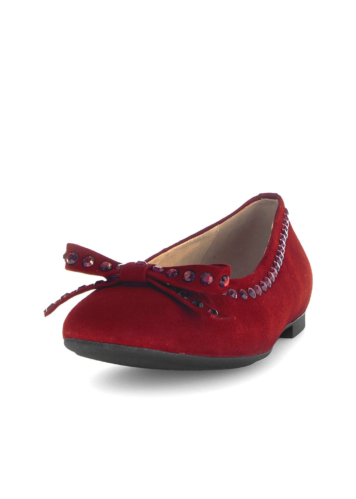 Ballet flats - dark red leather, bow and stud decorations