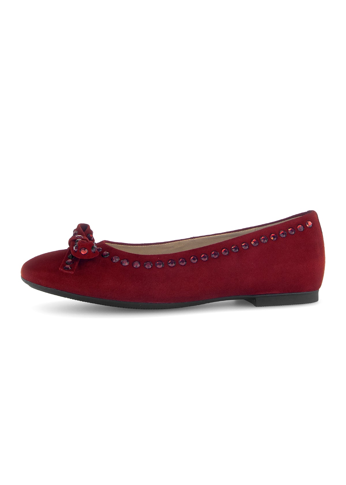 Ballet flats - dark red leather, bow and stud decorations