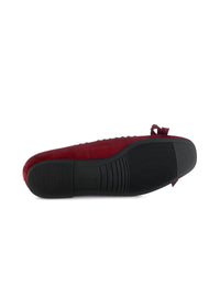 Ballet flats - dark red leather, bow and stud decorations