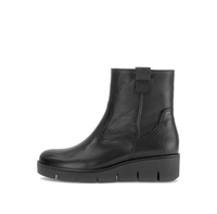 Snörlösa ankelboots med kilklack – svart läder