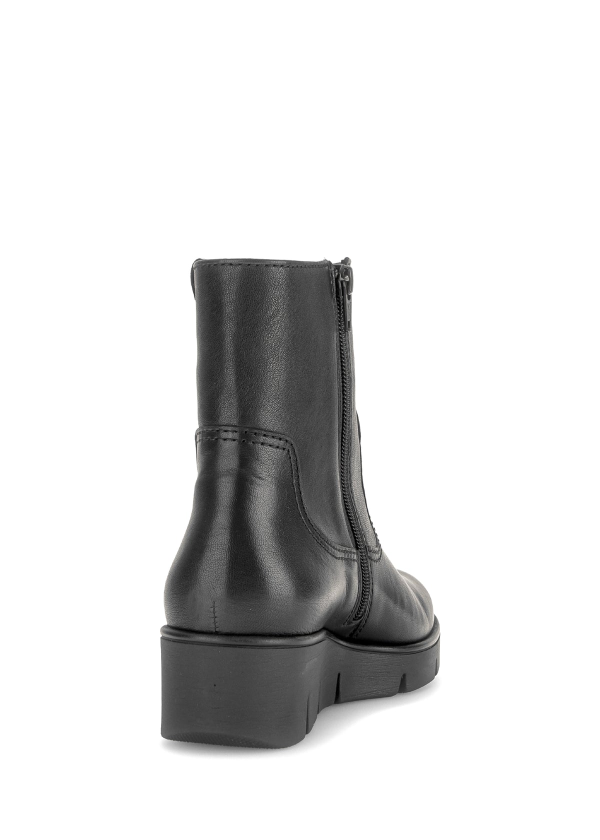 Snörlösa ankelboots med kilklack – svart läder
