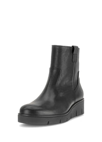Snörlösa ankelboots med kilklack – svart läder