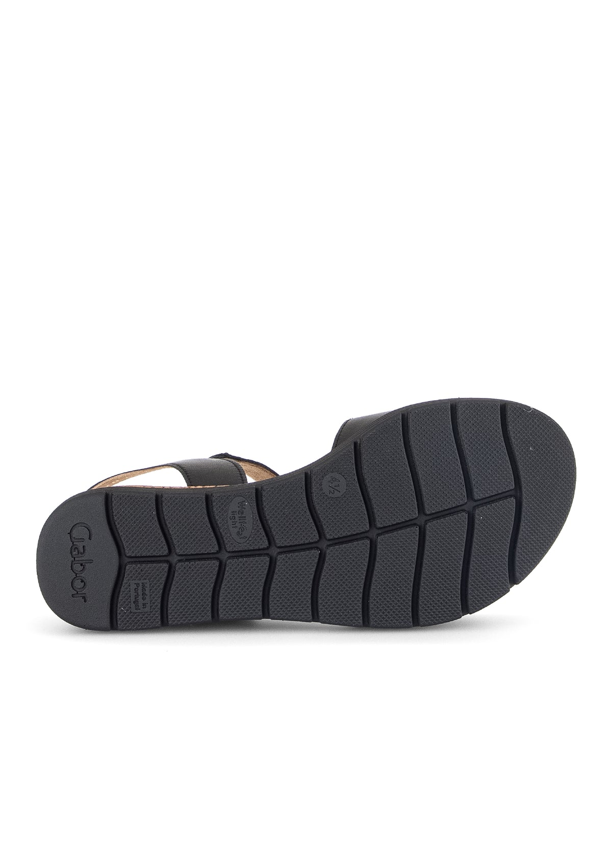 Wedge sole sandals - black leather, velcro straps