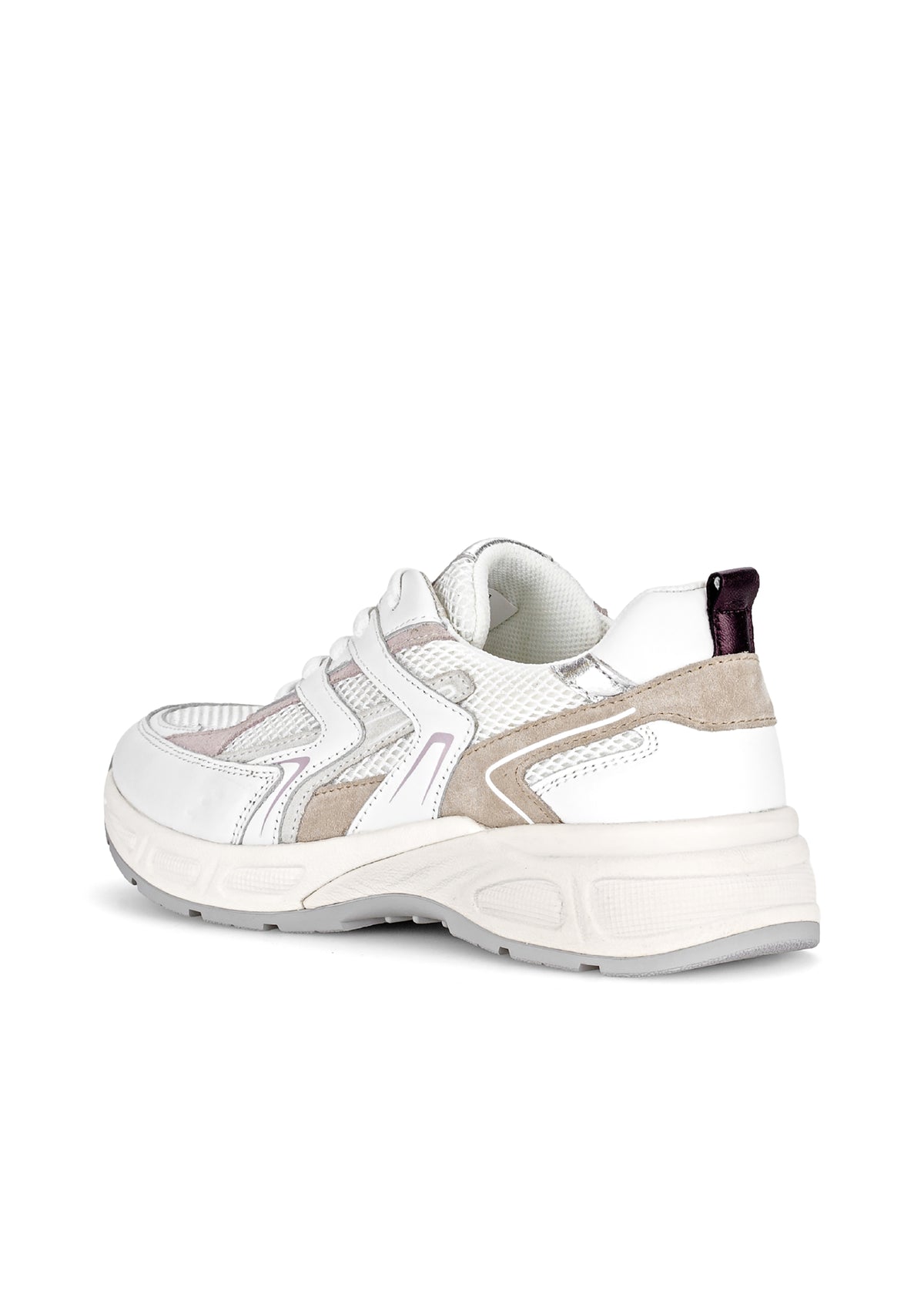 Sneakers med tjockare sula - vit-beige-rosa