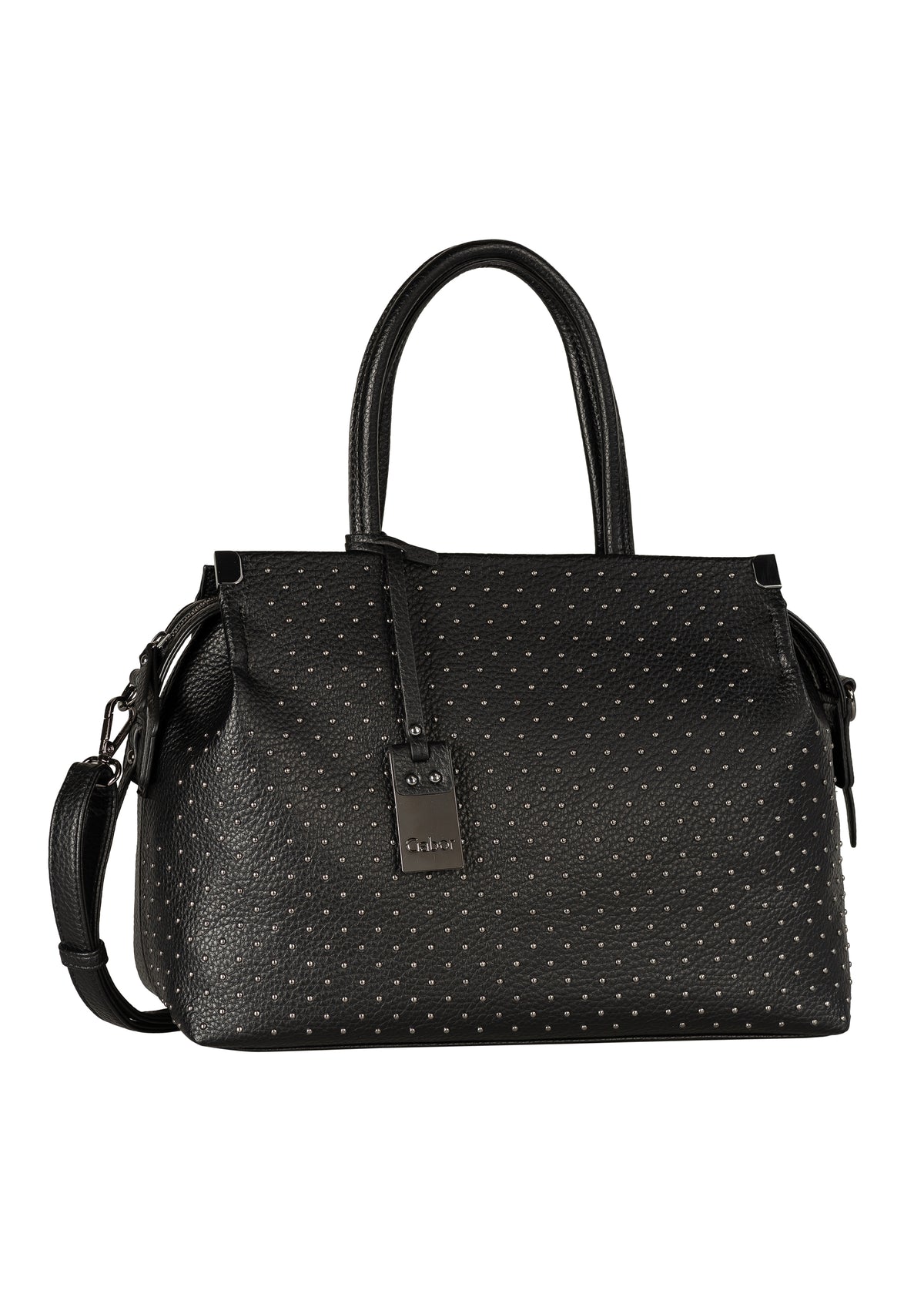 Women's shoulder bag - Gela, black, small metal studs