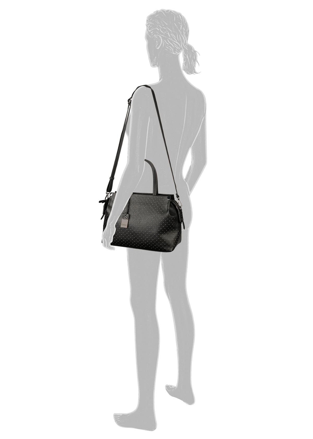 Women's shoulder bag - Gela, black, small metal studs
