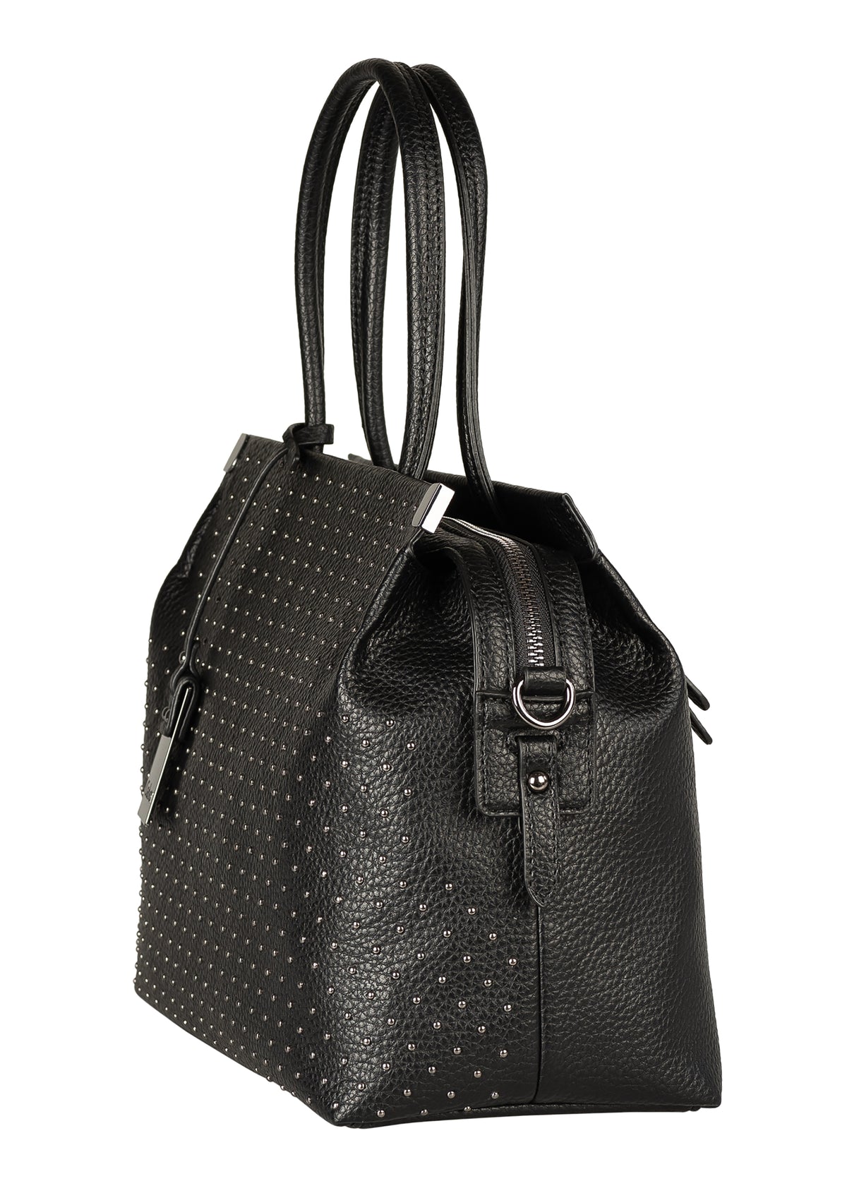Women's shoulder bag - Gela, black, small metal studs