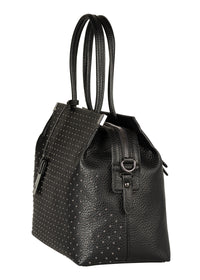 Women's shoulder bag - Gela, black, small metal studs