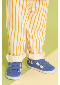 Children's barefoot sneakers - denim blue fabric