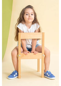 Children's barefoot sneakers - denim blue fabric
