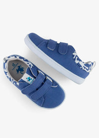 Children's barefoot sneakers - denim blue fabric