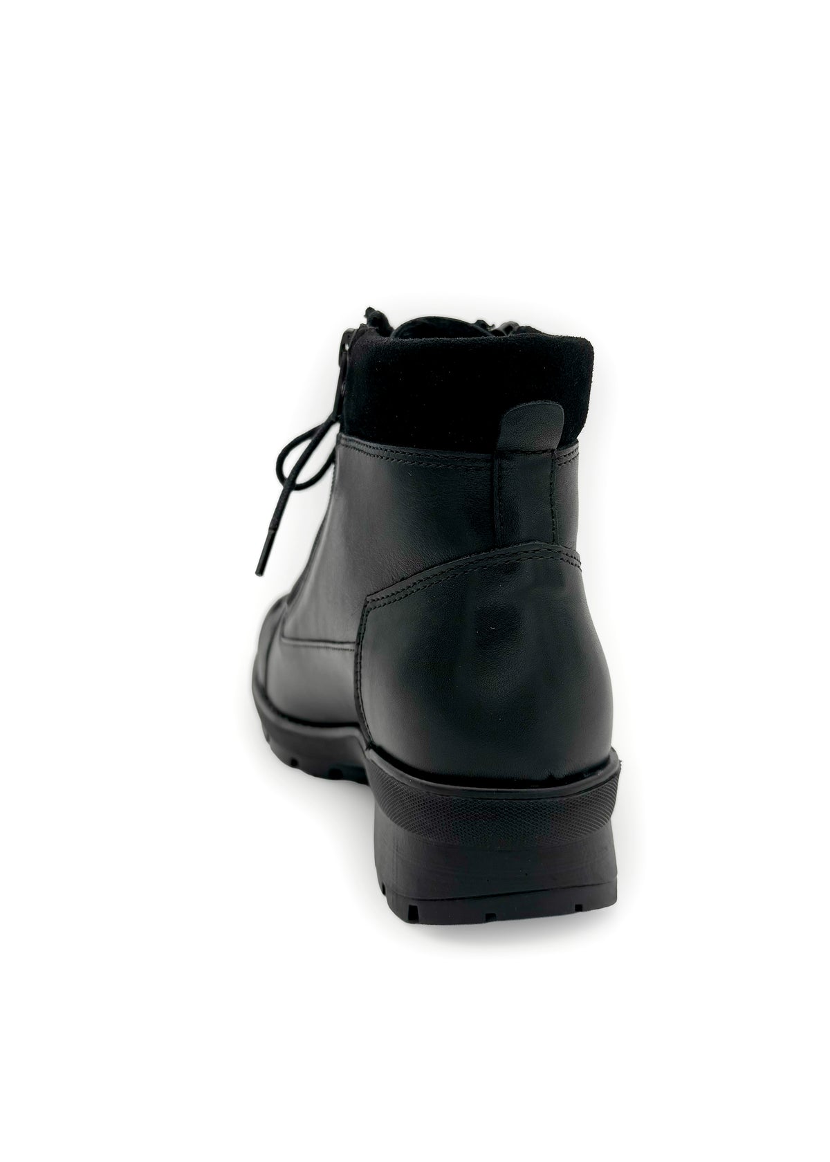 Ankle boots with a grippy sole - black leather, wide fit