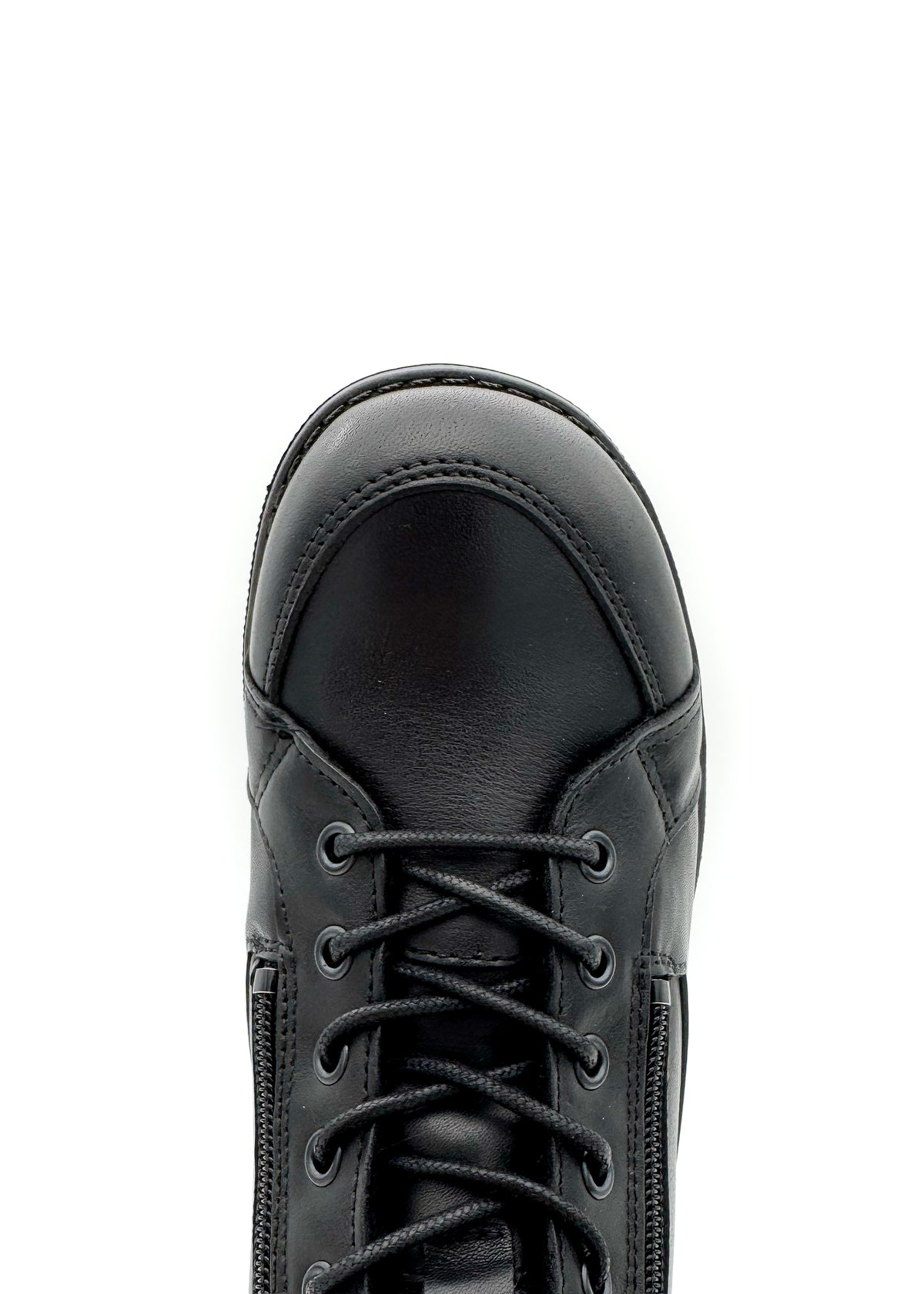 Ankle boots with a grippy sole - black leather, wide fit