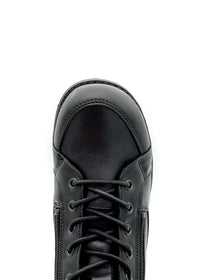 Ankle boots with a grippy sole - black leather, wide fit