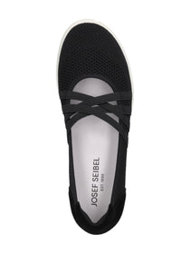 Ballerinaskor med elastiska remmar - svart tyg, Caren