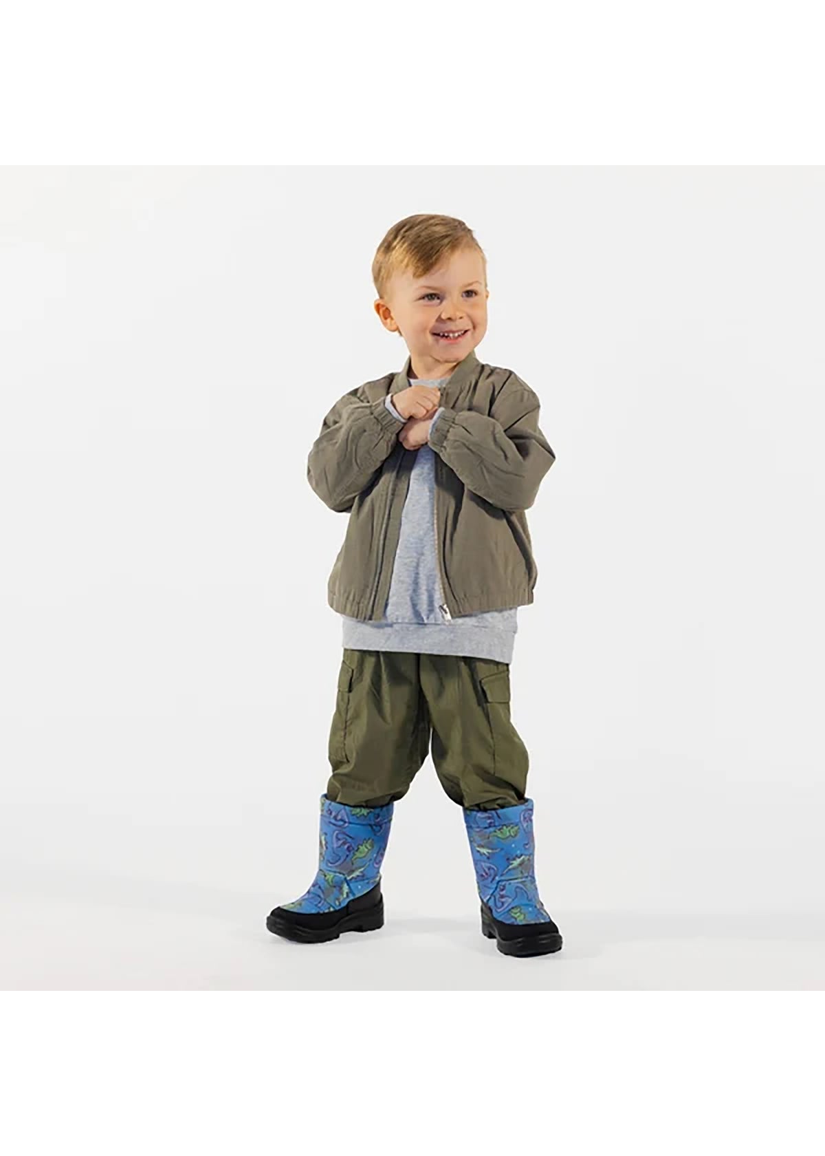 Children's winter boots - Hanki, light blue, Dinosaurs
