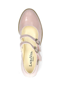 Low heeled shoes with straps - Ibcihalo 42, powder-colored patent leather