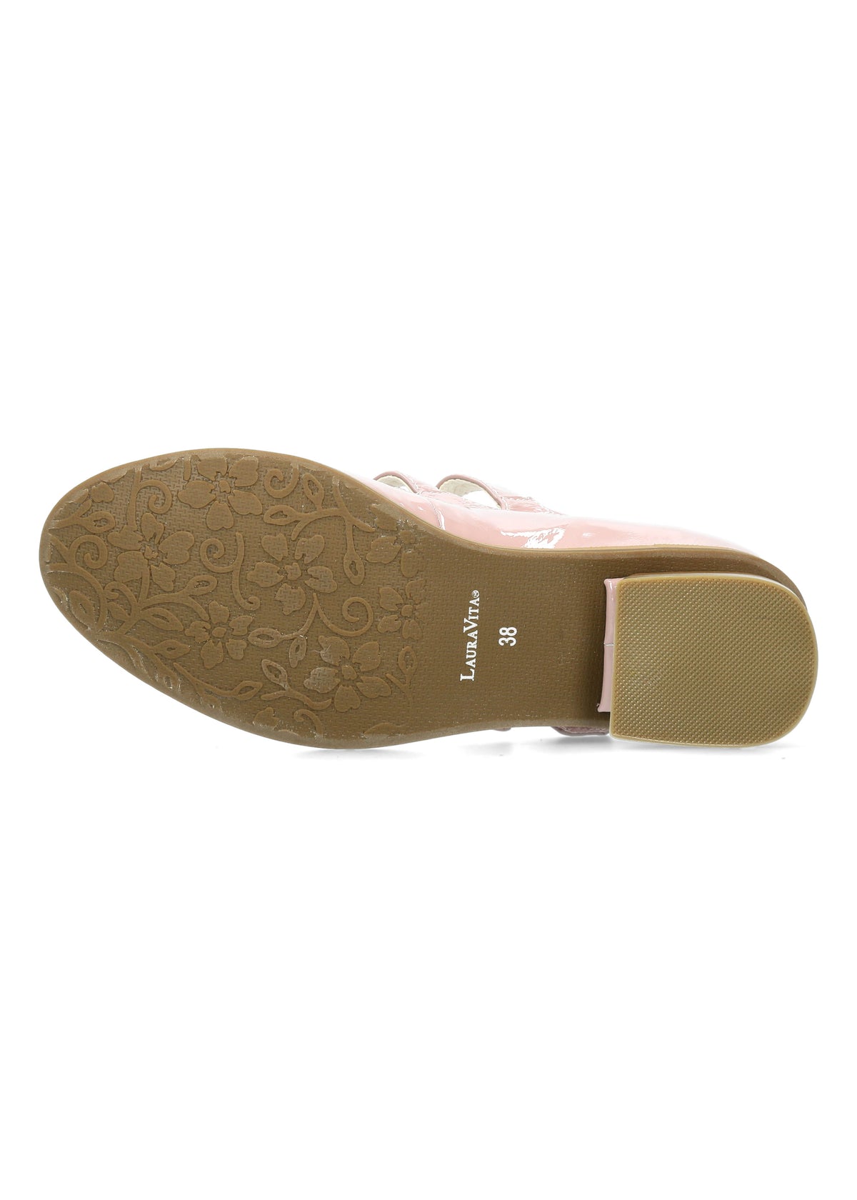 Low heeled shoes with straps - Ibcihalo 42, powder-colored patent leather
