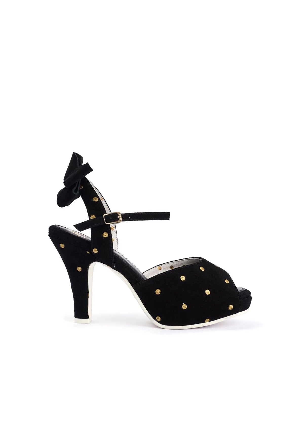High heels, sandals - Angie Tale, gold-spotted black leather
