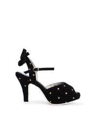 High heels, sandals - Angie Tale, gold-spotted black leather