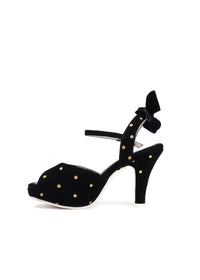 High heels, sandals - Angie Tale, gold-spotted black leather