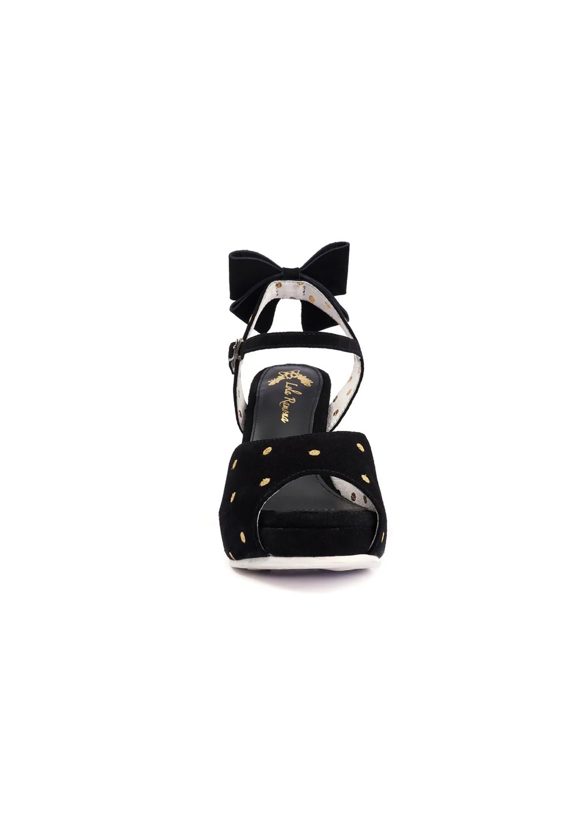 High heels, sandals - Angie Tale, gold-spotted black leather