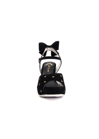 High heels, sandals - Angie Tale, gold-spotted black leather