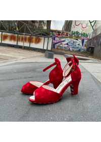High heels, sandals - Ava Valentine, red spotted leather