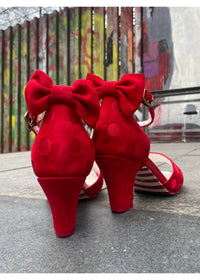 High heels, sandals - Ava Valentine, red spotted leather