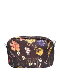 Small women's shoulder bag - black fabric with a floral pattern, Autumn Flower