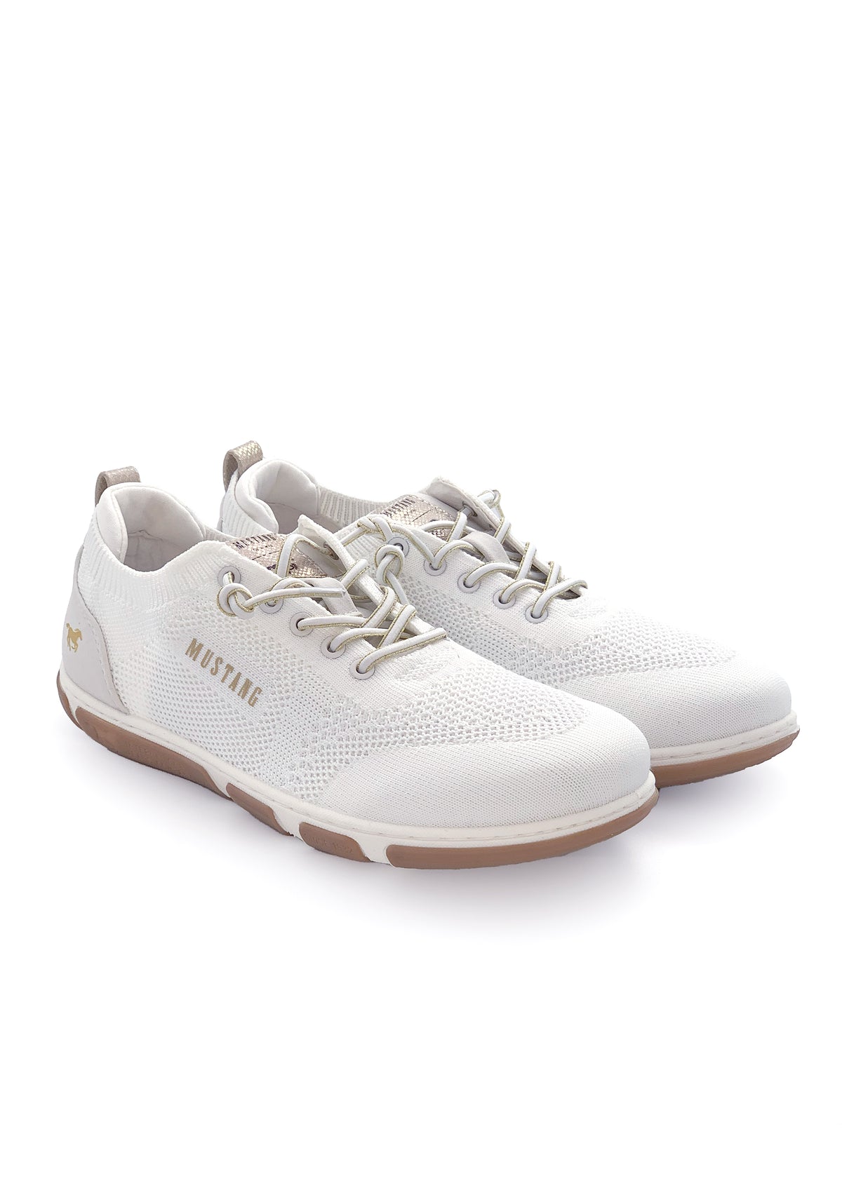 Sneakers med elastiska snören - vitt tyg
